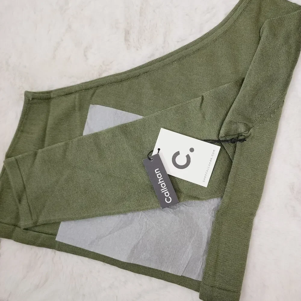 NWT Callahan Knitwear Sage Green Two-Piece Set Revolve One Shoulder Wide Leg S